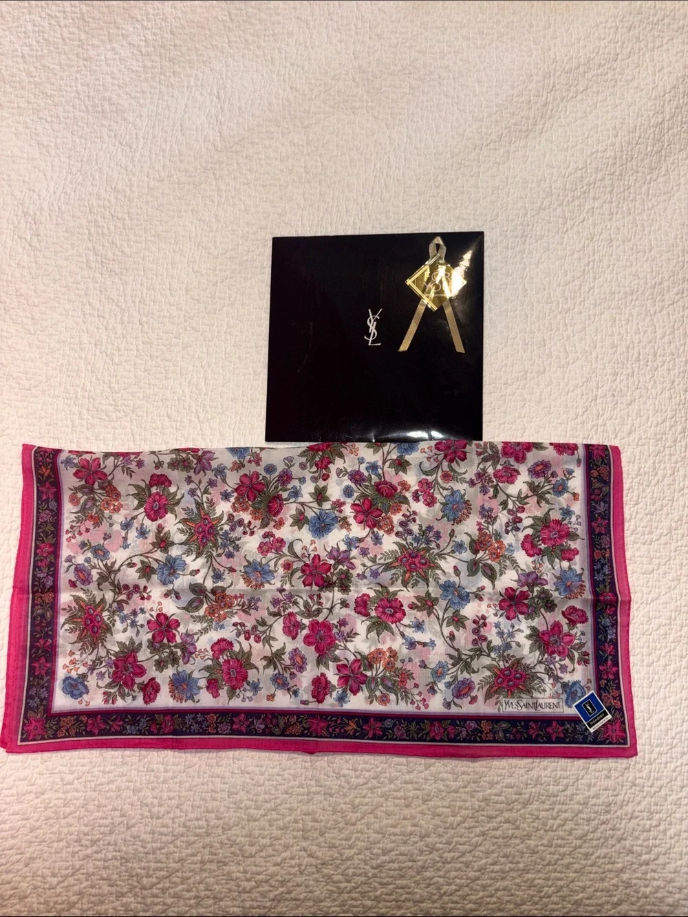 YSL Yves Saint Laurent Floral Handkerchief Scarf NWT